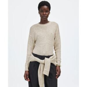 Madewell Ribbed Alpaca-Blend Crewneck Sweater Sz 2XS Heather Stone Drop Shoulder